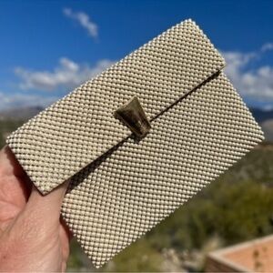 VTG WHITING & DAVIS Gold White Alumesh PURSE